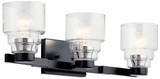 Kichler 55012BK Vionnet Contemporary Black 3-Light Bathroom Light Fixture