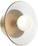 Alora Mood WV417510BGCR Hera Modern Brushed Gold / Clear Ribbed Glass LED Wall Light Sconce