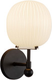 Alora Mood WV579107MBGR Cherise Contemporary Matte Black / Glossy Ribbed Opal Glass Light Sconce