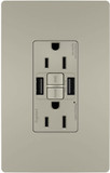 Legrand Radiant 1597TRUSBAANIC4 Modern Nickel Tamper-Resistant 15A Duplex Self-Test GFCI USB Type A/A Receptacles with SafeLock Protection