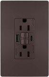 Legrand Radiant 1597TRUSBACDBC4 Modern Dark Bronze Tamper-Resistant 15A Duplex Self-Test GFCI USB Type A/C Receptacles with SafeLock Protection