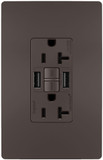 Legrand Radiant 2097TRUSBAA Modern Brown Tamper-Resistant 20A Duplex Self-Test GFCI Type A/A Outlet with SafeLock Protection