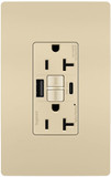 Legrand Radiant 2097TRUSBACI Modern Ivory Tamper-Resistant 20A Duplex Self-Test GFCI Type A/C Outlet with SafeLock Protection