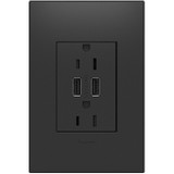 Legrand Adorne ARTRUSB153G4 Contemporary Graphite Dual USB Plus-Size Outlet Combo
