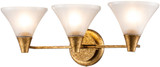 Lucas McKearn BB1114G-3 Lemoine Contemporary Gold Leaf 3-Light Bathroom Vanity Light
