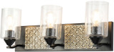 Lucas McKearn BB90587MB-3B2S Arcadia Modern Matte Black 3-Light Bathroom Light Sconce