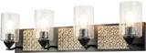 Lucas McKearn BB90587MB-4B2S Arcadia Modern Matte Black 4-Light Bath Lighting Sconce