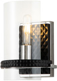 Lucas McKearn BB91598-1 Mazant Contemporary Matte Black / Polished Chrome Sconce Lighting