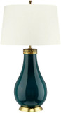 Lucas McKearn QN-HAVERING-TLIV Havering Modern Azure Turquoise Ceramic and Aged Brass Table Lamp