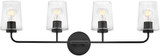 Lark 853454BK-CL Kline Modern Black LED 4-Light Bath Sconce
