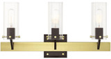 Livex 17823-12 Beckett Modern Satin Brass 3-Light Bathroom Wall Light Fixture