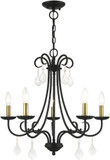 Livex 40875-04 Daphne Black with Antique Brass Accents Mini Chandelier Lamp