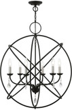 Livex 40906-04 Aria Modern Black with Brushed Nickel Candles 28" Hanging Light