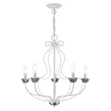 Livex 42905-60 Katarina Contemporary Antique White and Antique Brass 23" Mini Chandelier Light