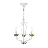 Livex 42903-60 Katarina Modern Antique White and Antique Brass 13" Mini Chandelier Lamp