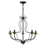 Livex 42905-04 Katarina Contemporary Black and Antique Brass 23" Mini Chandelier Light