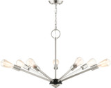 Livex 45837-91 Prague Contemporary Brushed Nickel with Black Accents Ceiling Chandelier
