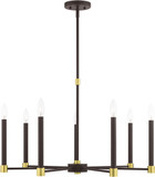 Livex 46887-07 Karlstad Modern Bronze with Satin Brass Accents Chandelier Light