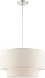 Livex 49803-91 Meadow Brushed Nickel Drum Ceiling Light Pendant