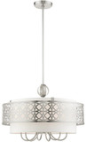 Livex 49866-91 Calinda Contemporary Brushed Nickel 24" Drum Pendant Lamp