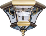 Livex 7052-01 Monterey/Georgetown Antique Brass Outdoor Flush Mount Ceiling Light Fixture