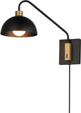 Maxim 10021BKNAB Thelonious Modern Black / Natural Aged Brass Wall Swing Arm Lamp