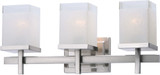 Maxim 2153LNSN Tetra Contemporary Satin Nickel 3-Light Bathroom Vanity Light Fixture