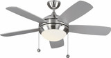Generation Lighting 5DIC44BSD-V1 Discus Classic II Brushed Steel / Matte Opal 44" Home Ceiling Fan