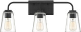 Meridian M80044MBK Matte Black 3-Light Bathroom Wall Light Fixture