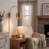 Meridian M90045NB Modern Natural Brass Wall Swing Arm Lamp
