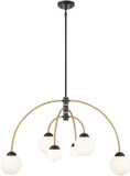 Meridian M100114MBKNB Contemporary Matte Black with Natural Brass Ceiling Chandelier