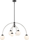 Meridian M100114MBKPN Modern Matte Black with Polished Nickel Ceiling Chandelier