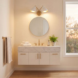 Meridian M90075WHNB Contemporary White and Natural Brass Wall Light Fixture