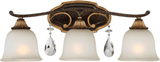 Metropolitan N1463-652 Chateau Nobles Crystal Raven Bronze with Sunburst Gold Highlights 3-Light Bathroom Vanity Light Fixture