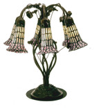 Meyda Lighting 102416 Tiffany Pond Lily Rustic 19 Inch Tall White/Pink Shade Table Top Lamp