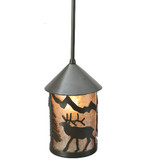 Meyda Custom 108464 Lone Elk 6 Inch Diameter Rustic Timeless Bronze Mini Pendant Light