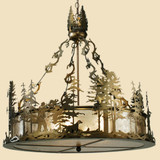 Meyda Custom 112186 Quail Hunter W/Dog Rustic 30 Inch Wide Antique Copper Pendant Lamp