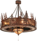 Meyda Custom 115914 Elk at Dusk Rustic Rust;Custom;Hand Wrought Iron Ceiling Fan