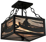 Meyda Custom 132765 Canoe At Lake Silver Mica Rustic Ceiling Lamp