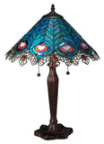 Meyda Lighting 138775 Peacock Feather Lace 23 Inch Tall Pull Chain Table Lighting