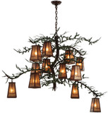 Meyda Custom 141512 Pine Branch Valley View 54 Inch Diameter Silver Mica Rustic Chandelier