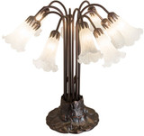 Meyda Lighting 14391 White Pond Lily Traditional Mahogany Bronze Table Lamp Lighting