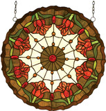 Meyda Lighting 14757 Colonial Tulip Tiffany Hanging Stained Glass Window Art