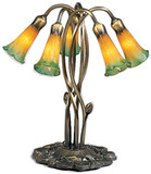 Meyda Lighting 14893 Amber/Green Pond Lily Traditional Accent Table Lamp