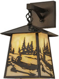 Meyda Custom 150684 Stillwater Canoe At Lake Rustic Beige Craftsman Wall Lamp