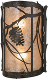 Meyda Custom 157666 Whispering Pines Rustic Timeless Bronze / Silver Mica Wall Light Sconce