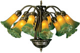 Meyda Lighting 15997 Amber/Green Pond Lily Traditional Lighting Chandelier