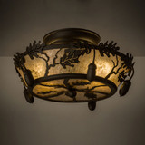Meyda Custom 160484 Oak Leaf & Acorn Rustic Oil Rubbed Bronze / Silver Mica Fluorescent Ceiling Lighting Fixture