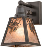 Meyda Custom 161721 Winter Pine Rustic Silver Mica Craftsman Brown Wall Lighting