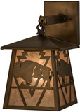 Meyda Custom 163245 Lone Buffalo Rustic Antique Copper / Silver Mica Wall Lighting Sconce